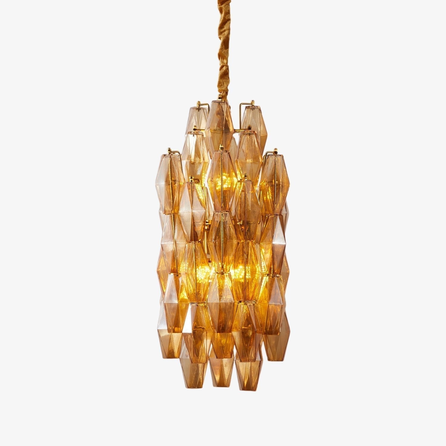 Aurora Chandelier Amber Prism Long Cascading Glass Vintage - Letslighting