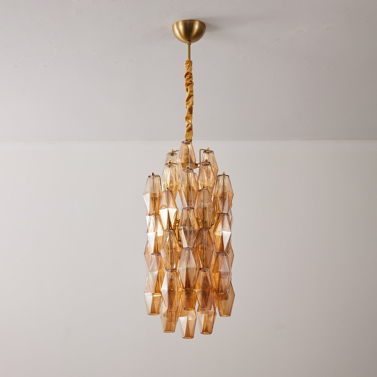 Aurora Chandelier Amber Prism Long Cascading Glass Vintage - Letslighting