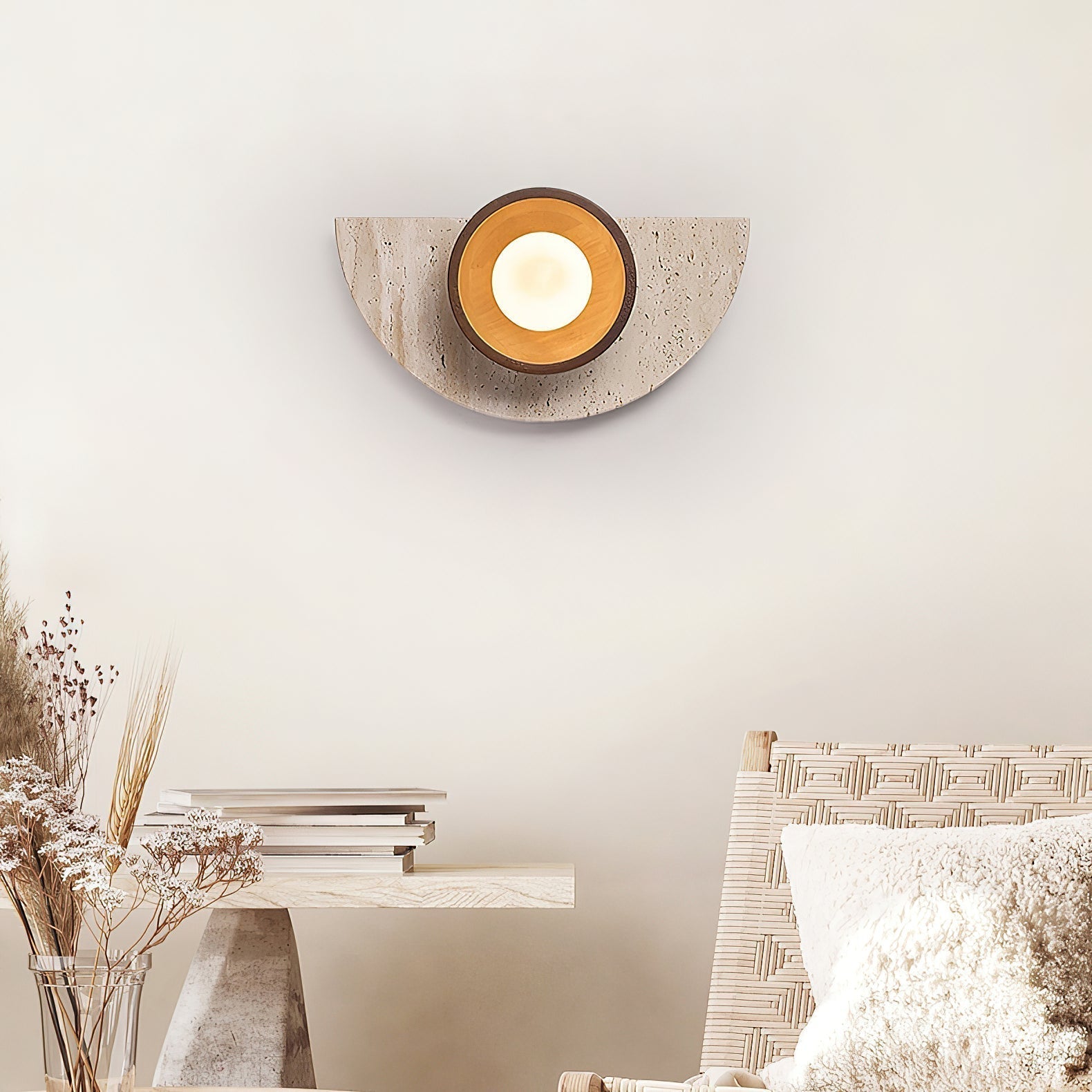 Dvaluvyi Individual Creativity Travertine Wall Lamp - Lamp Copper