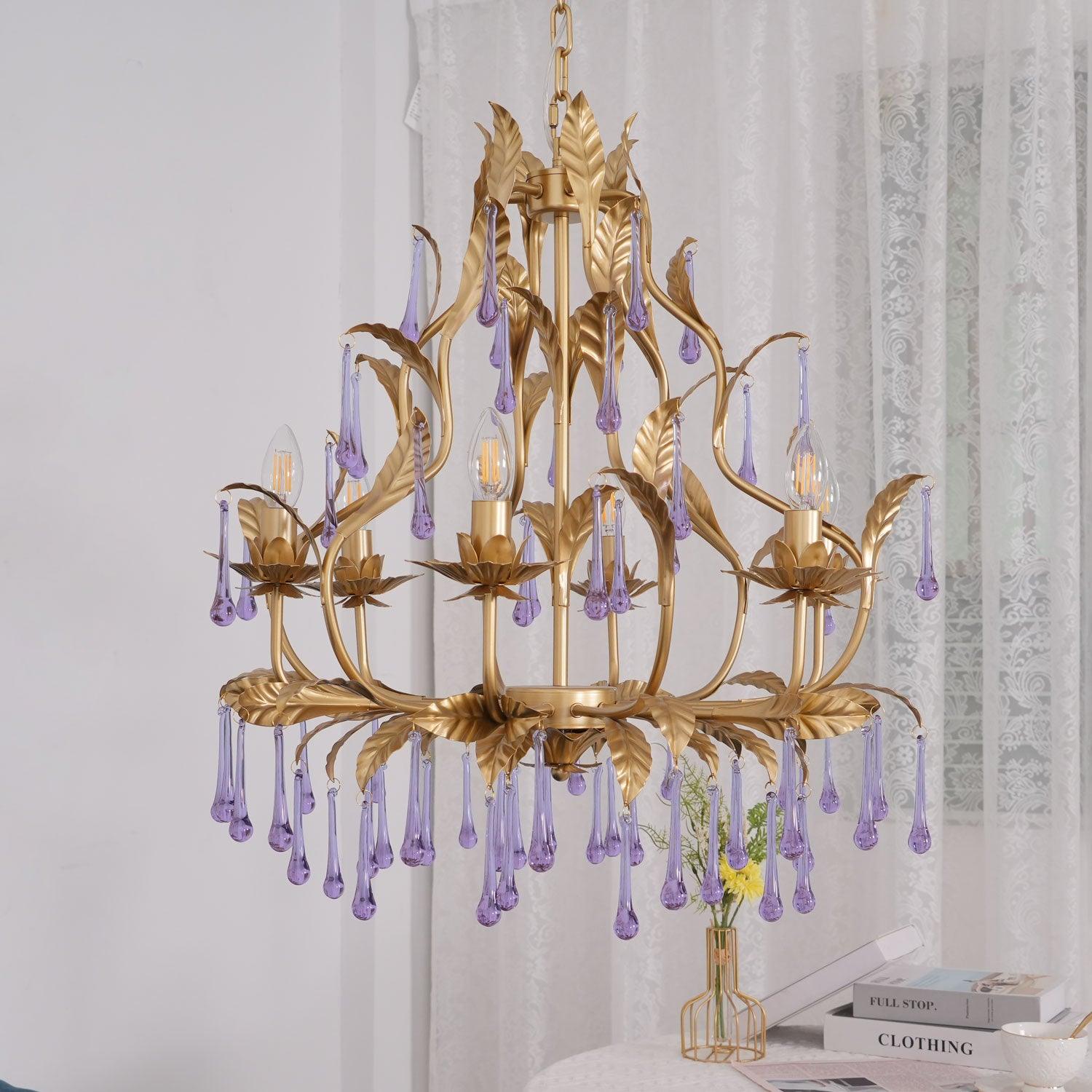 Amethyst Drops Glass Chandelier - Letslighting