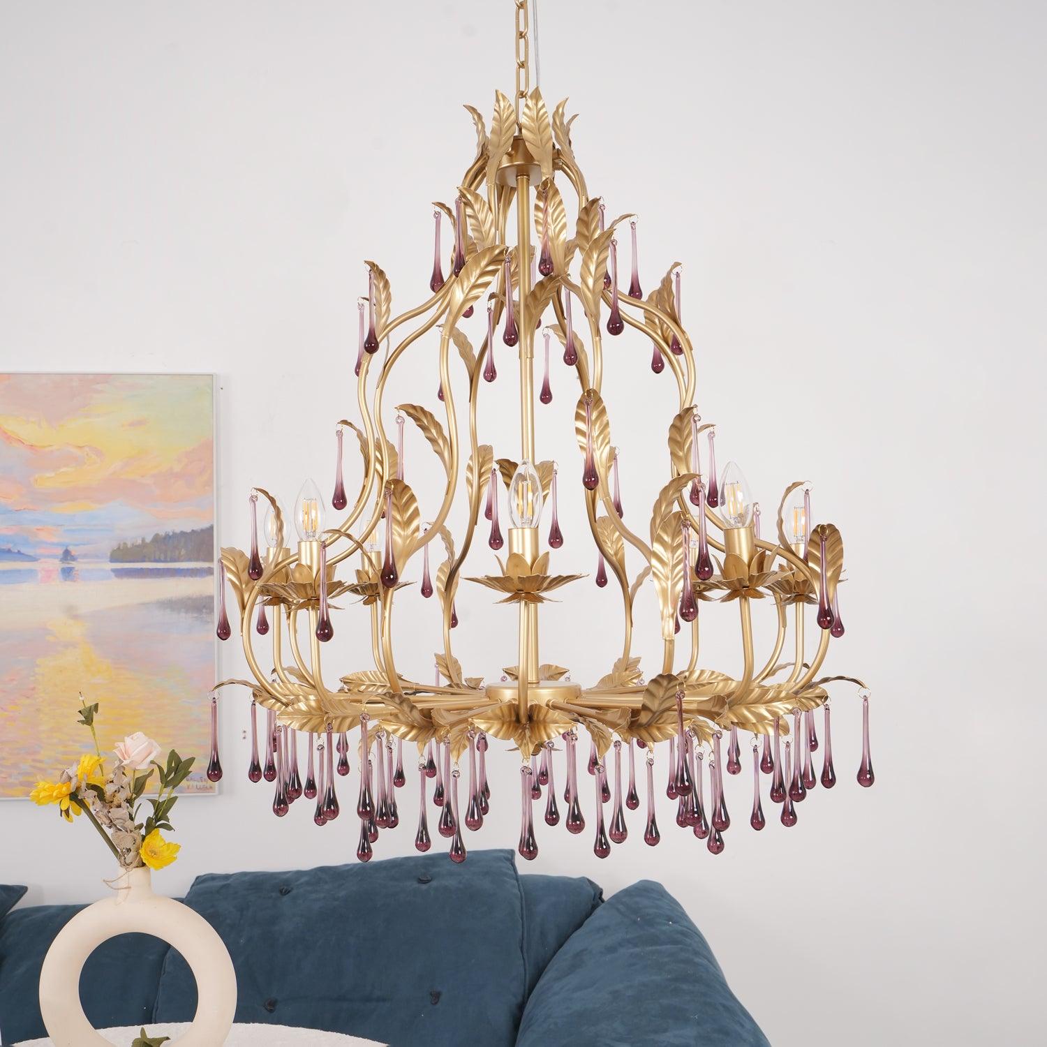 Amethyst Drops Glass Chandelier - Letslighting