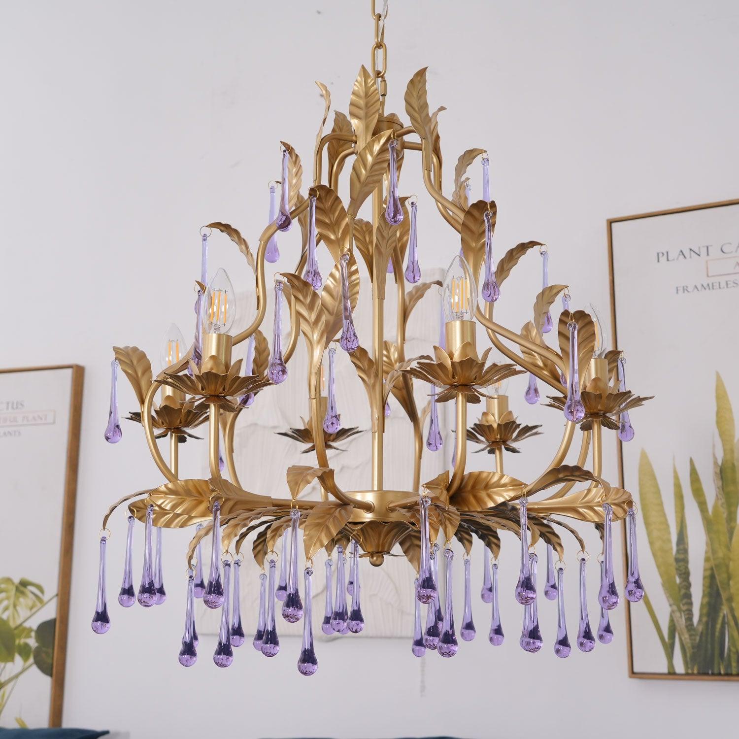 Amethyst Drops Glass Chandelier - Letslighting