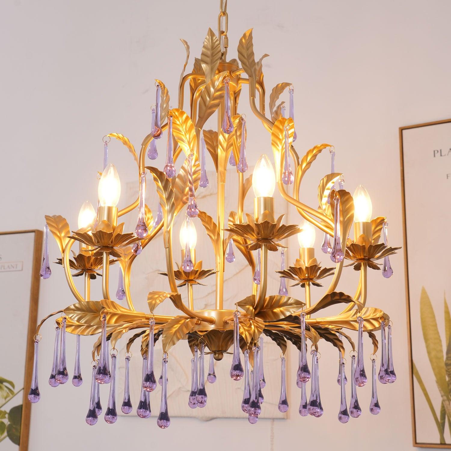 Amethyst Drops Glass Chandelier - Letslighting
