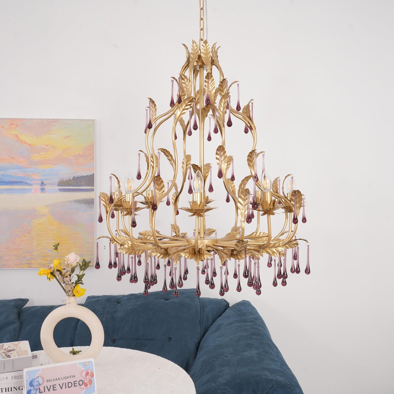 Amethyst Drops Glass Chandelier - Letslighting