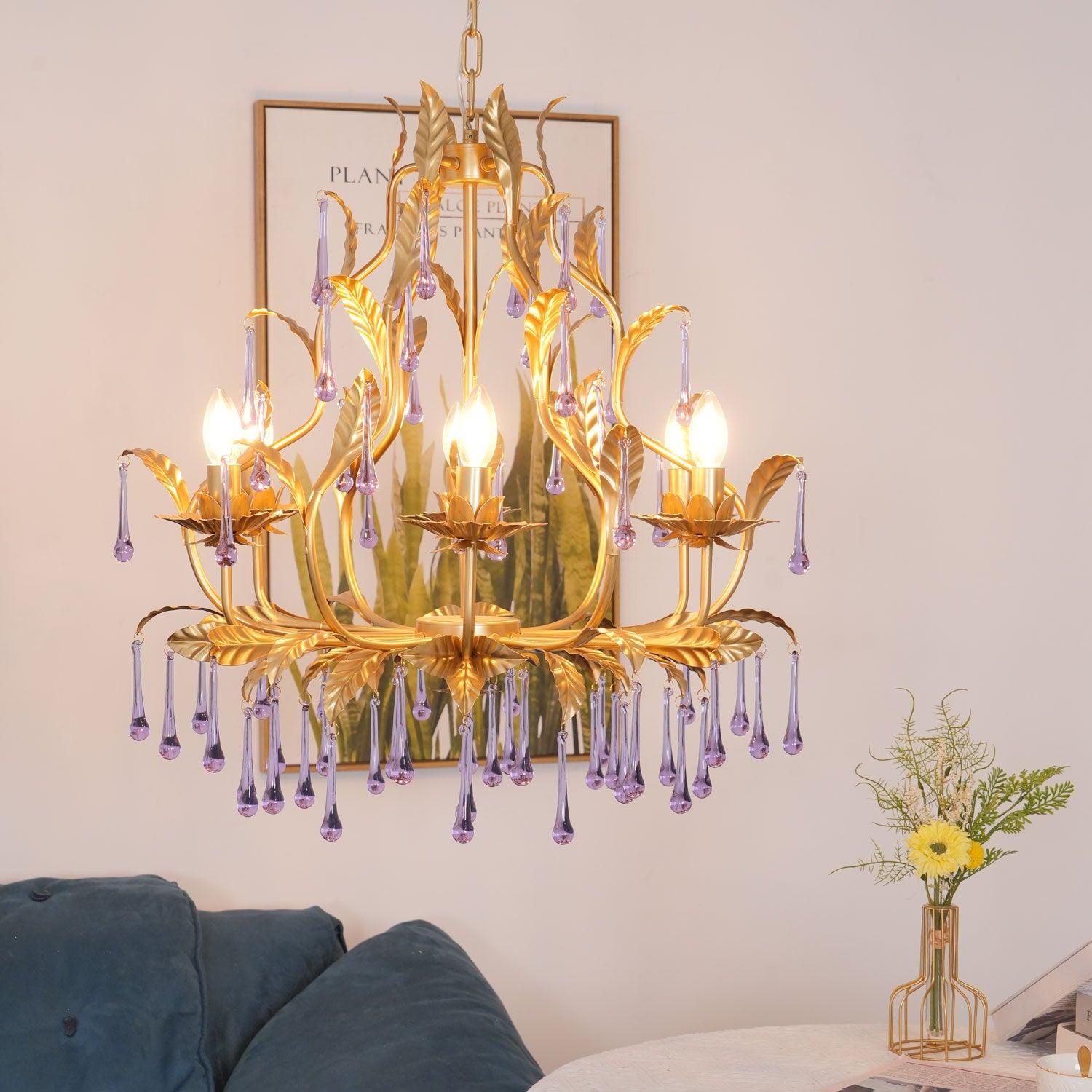 Amethyst Drops Glass Chandelier - Letslighting