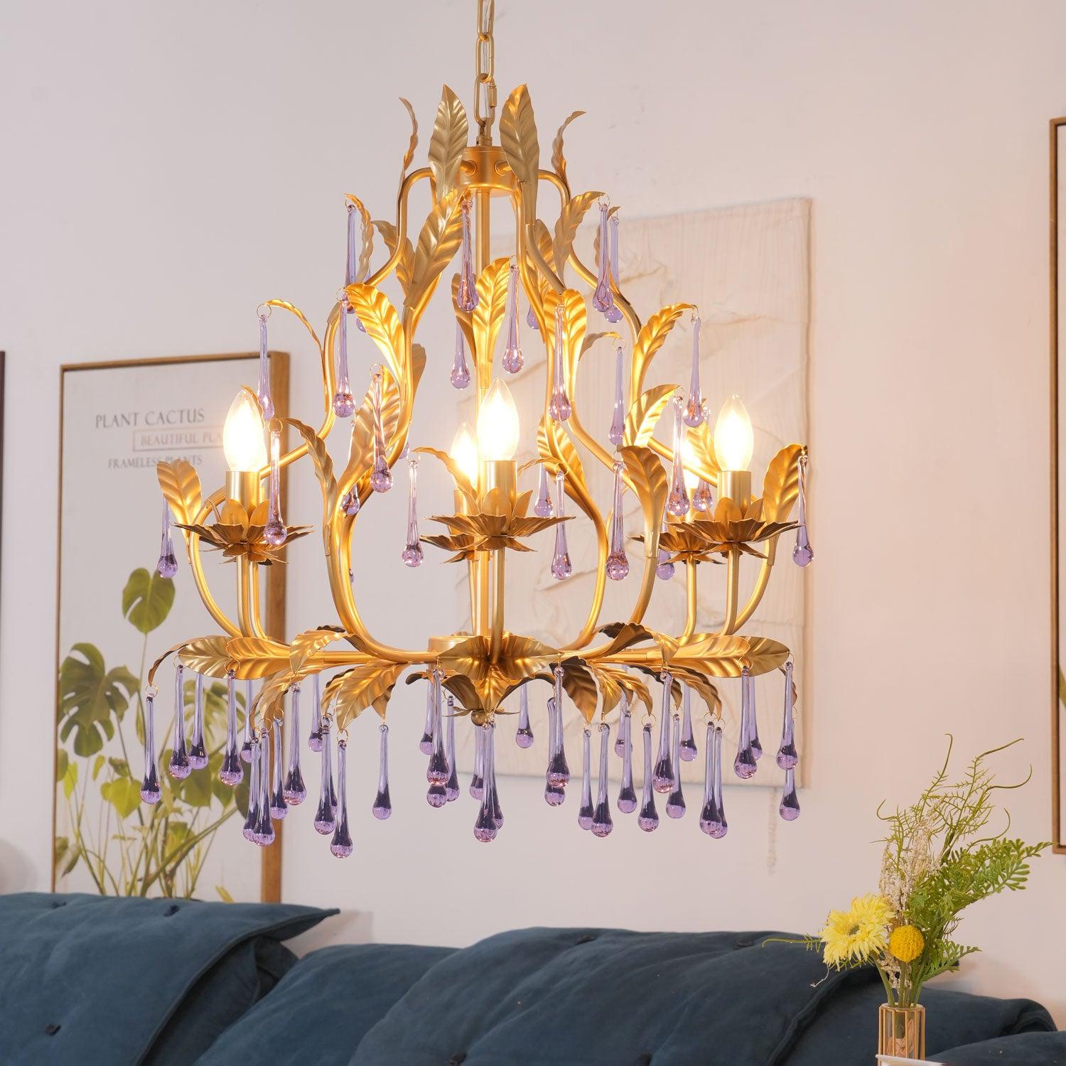 Amethyst Drops Glass Chandelier - Letslighting