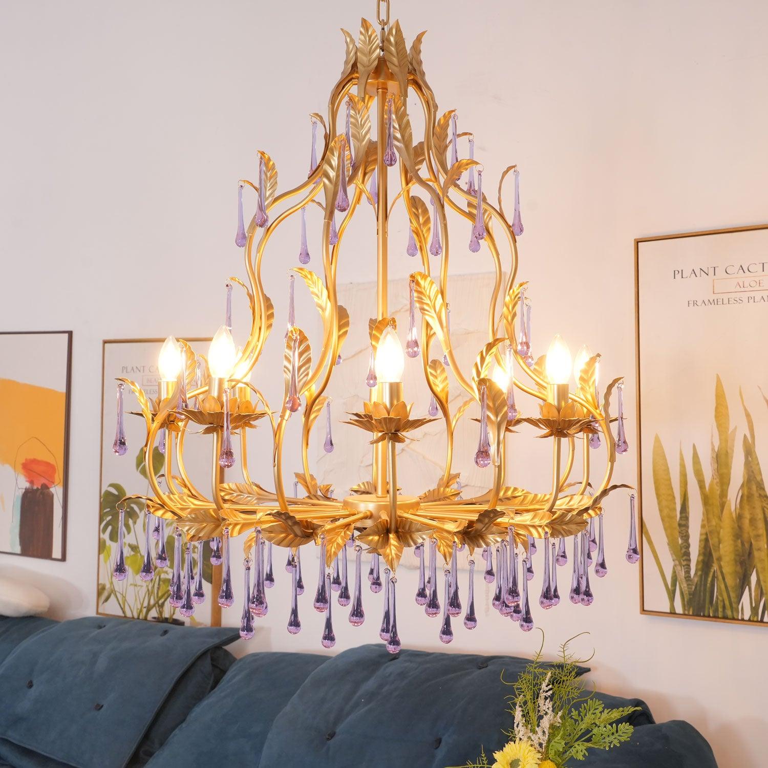 Amethyst Drops Glass Chandelier - Letslighting