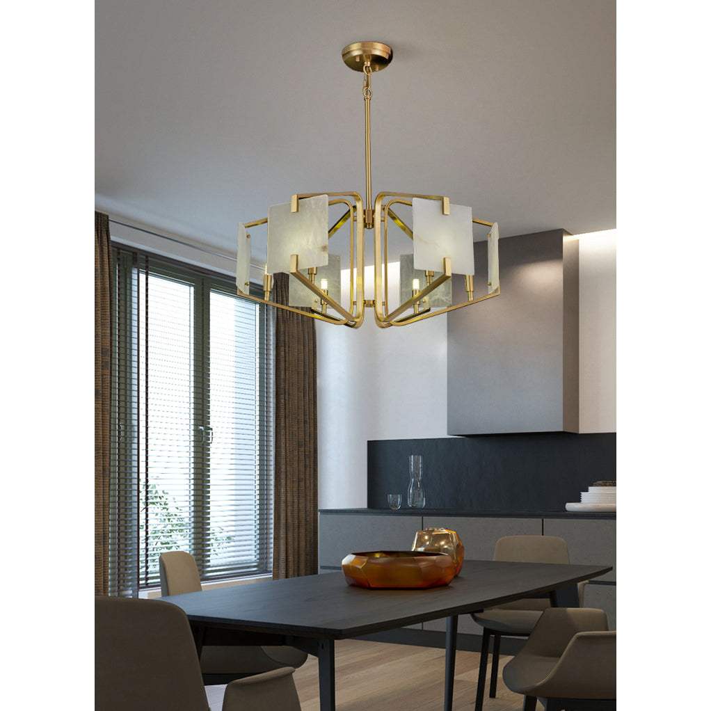 Plotuvys Postmodern Luxury Brass Alabaster Chandelier - Lamp Copper