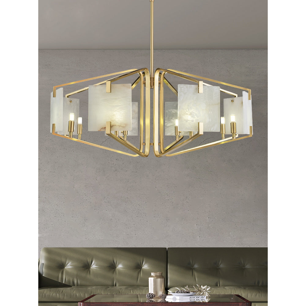 Plotuvys Postmodern Luxury Brass Alabaster Chandelier - Lamp Copper