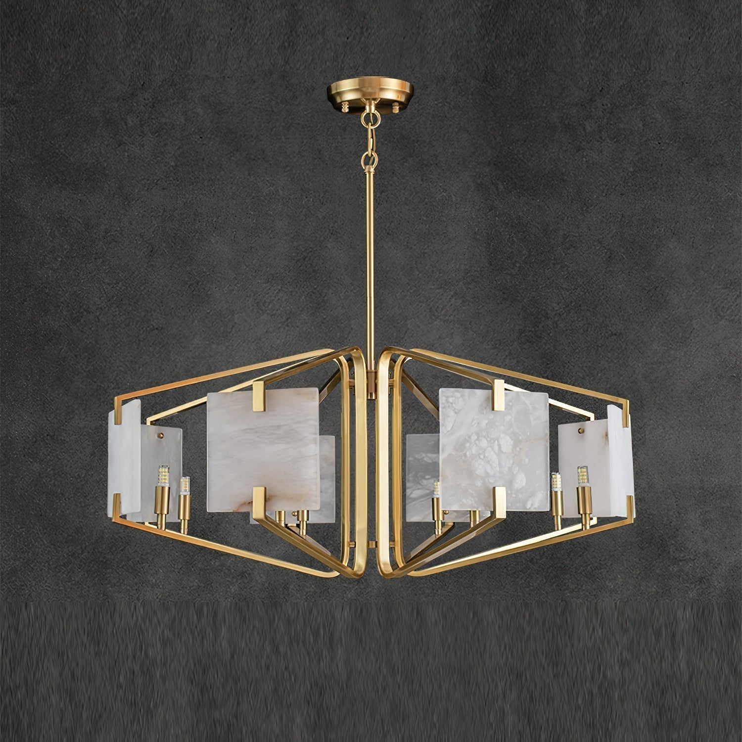 Plotuvys Postmodern Luxury Brass Alabaster Chandelier - Lamp Copper