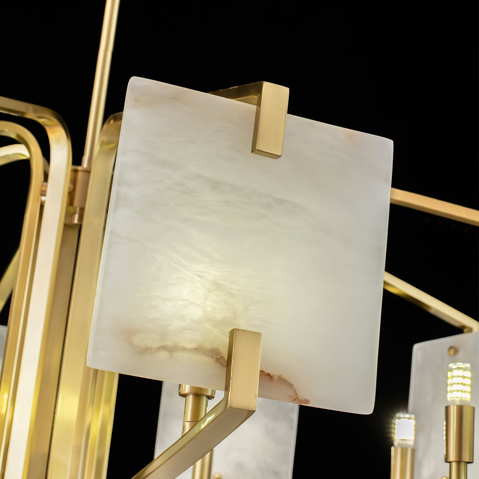 Plotuvys Postmodern Luxury Brass Alabaster Chandelier - Lamp Copper