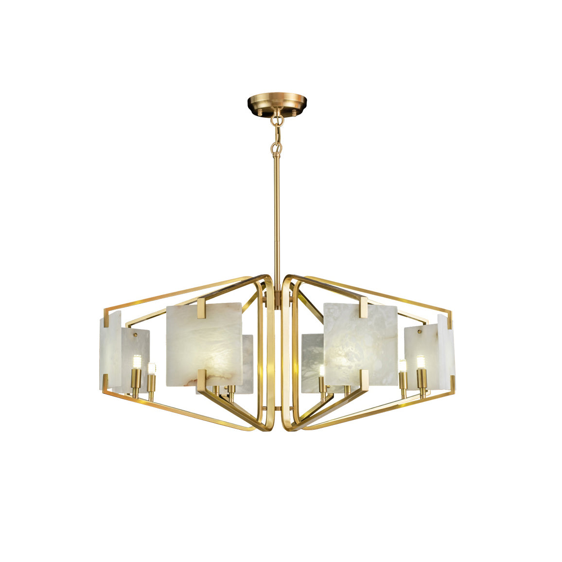 Plotuvys Postmodern Luxury Brass Alabaster Chandelier - Lamp Copper