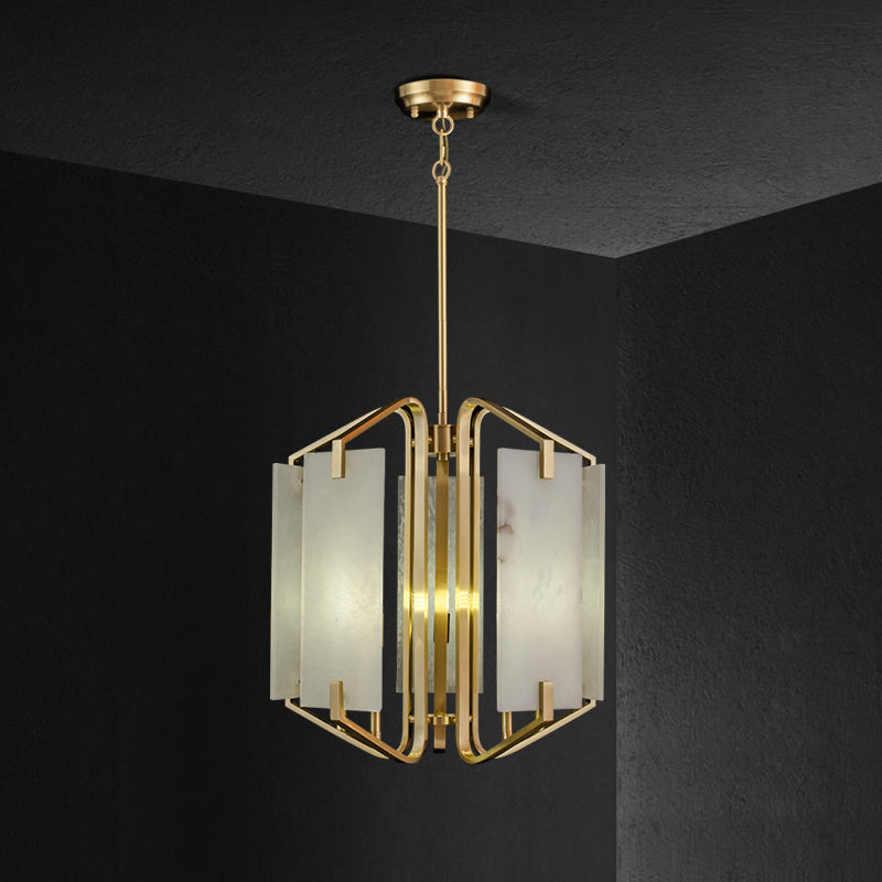 Plotuvys Postmodern Luxury Brass Alabaster Chandelier - Lamp Copper