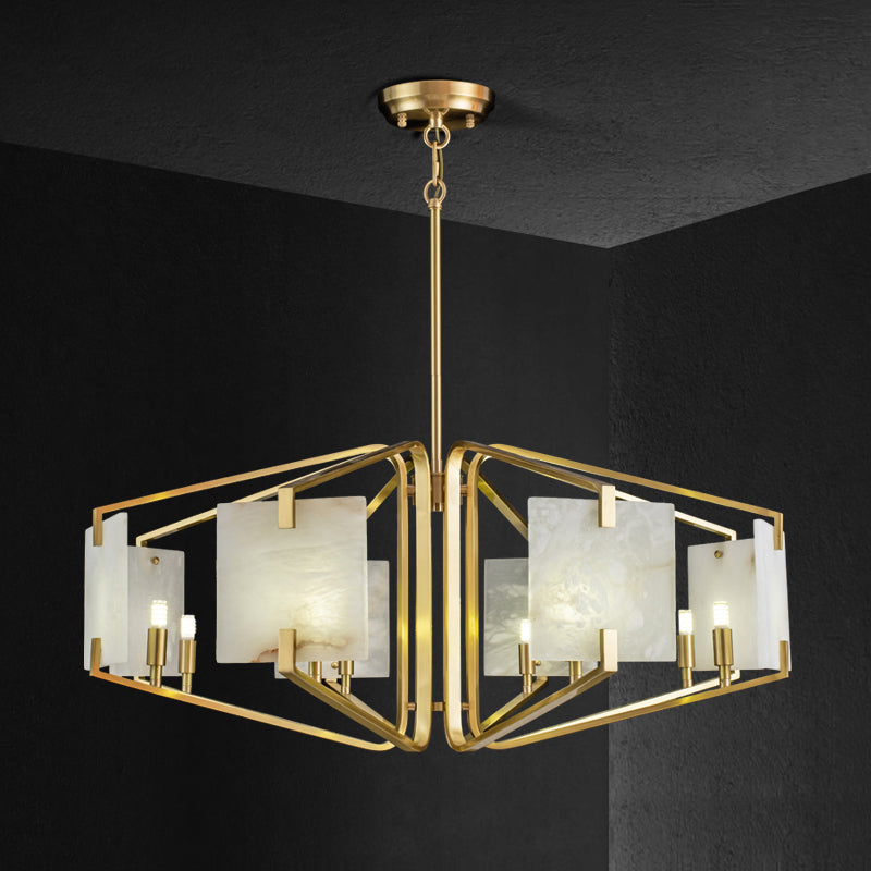 Plotuvys Postmodern Luxury Brass Alabaster Chandelier - Lamp Copper