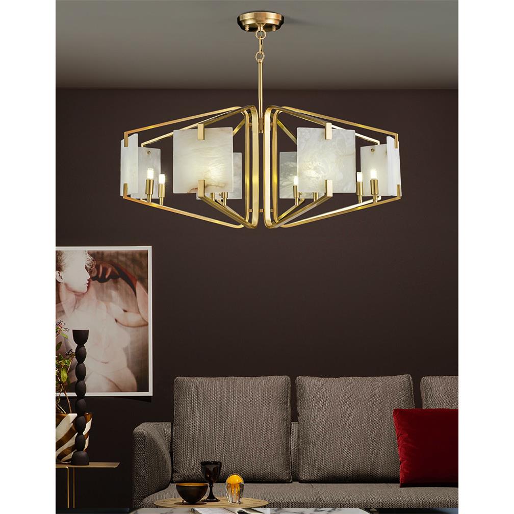 Plotuvys Postmodern Luxury Brass Alabaster Chandelier - Lamp Copper