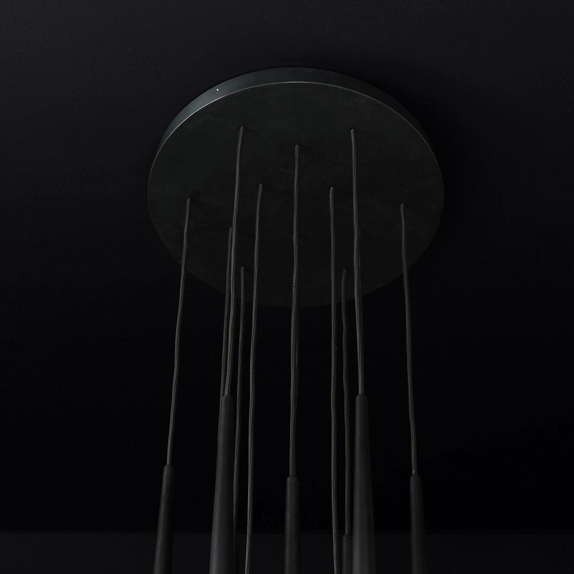Chandelier Crystal Shade Brass Blackened Silver Luxe Staircase - Letslighting