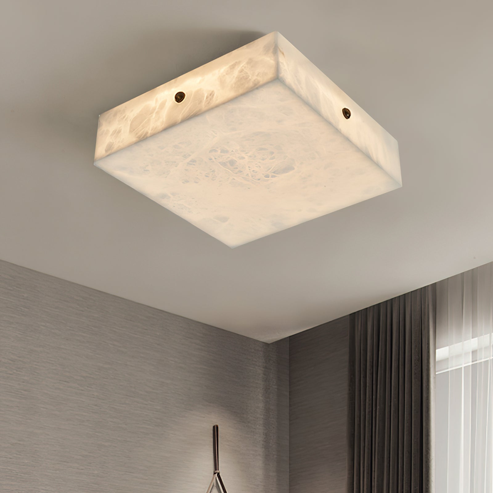 Rauduvys Modern Minimalist Alabaster Flushmount Ceiling Light - Lamp Copper