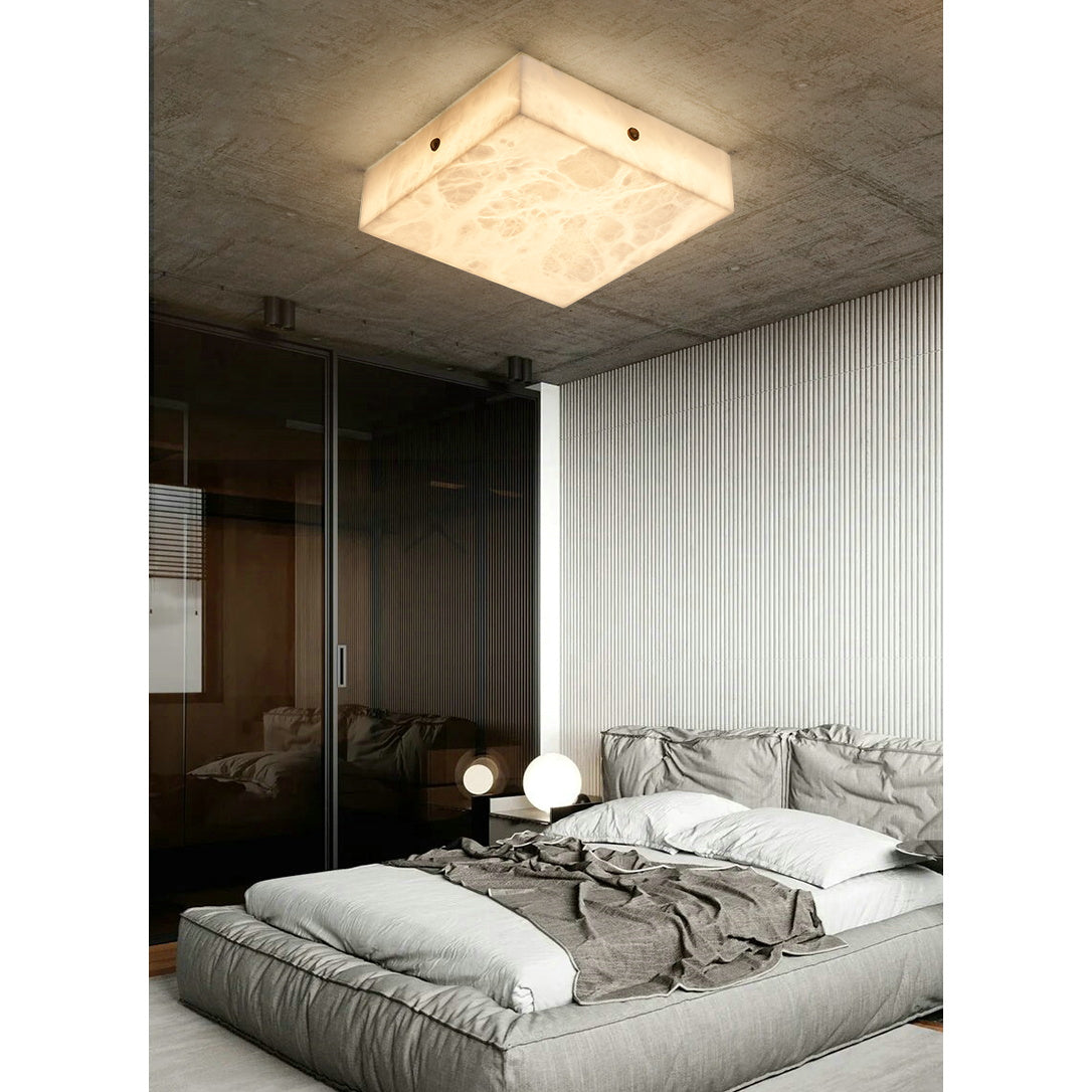 Rauduvys Modern Minimalist Alabaster Flushmount Ceiling Light - Lamp Copper