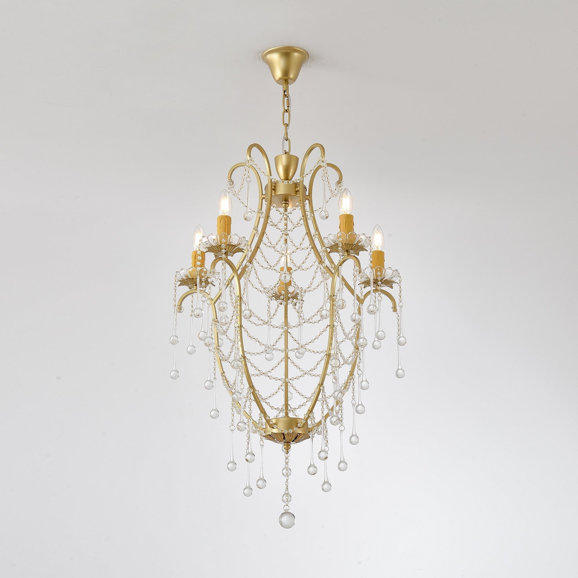Qvistuvyo Individual Creativity Metal Glass Chandelier - Lamp Copper
