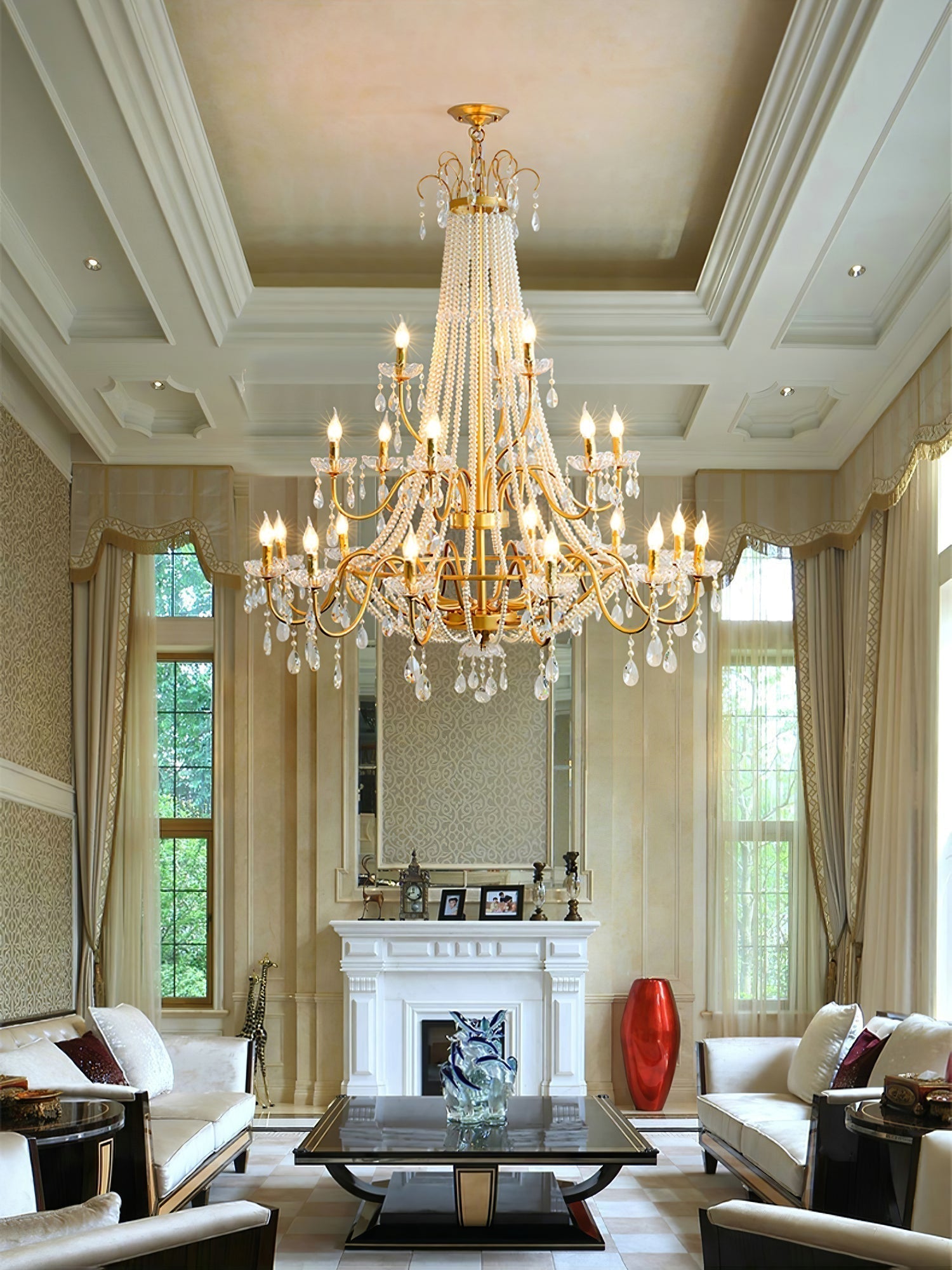 Eurvaros Vintage Crystal Brass Chandelier - Letslighting