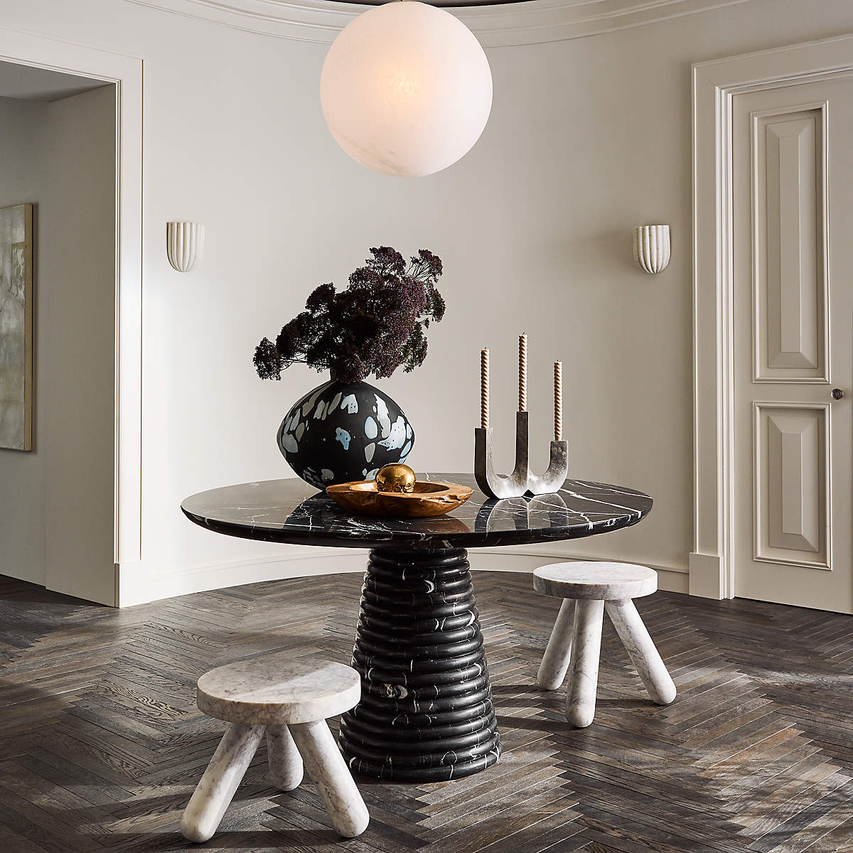 Tinduvys Elegance Ariel Single Marble Fluted Wall Lamp - Lamp Copper