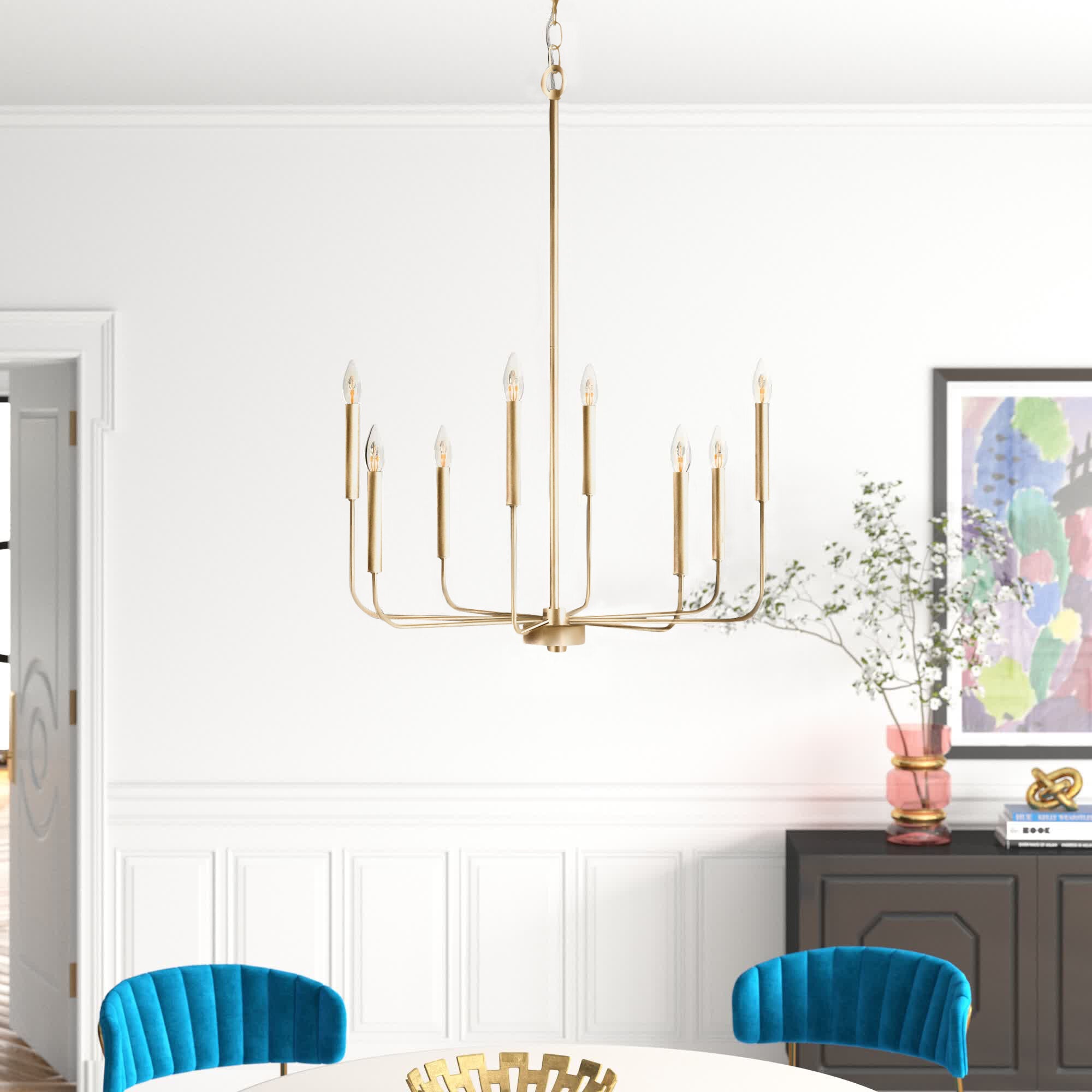 Ulfuvys Modern Candle Industrial Metal Chandelier - Lamp Copper