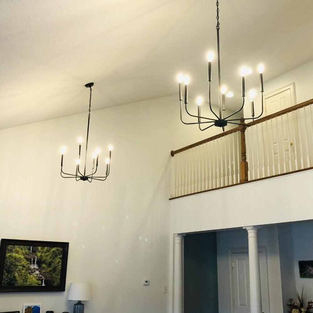 Ulfuvys Modern Candle Industrial Metal Chandelier - Lamp Copper
