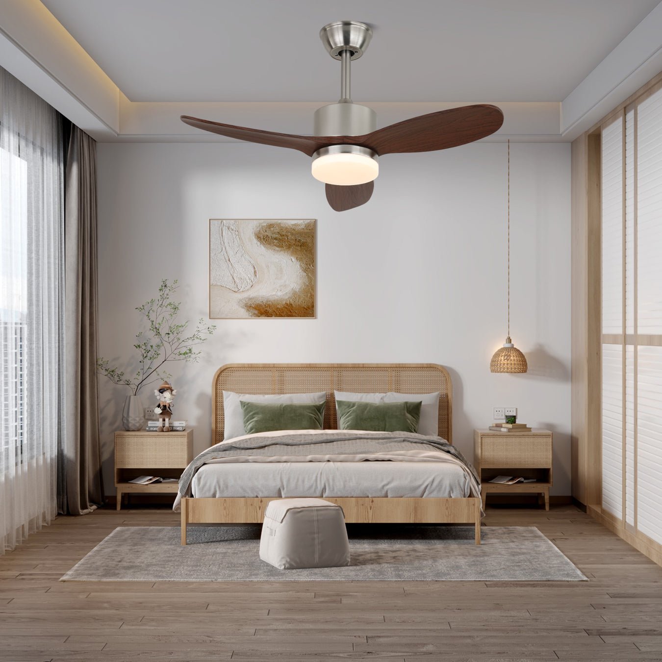 Ventilador de Techo con Luz VerdantBreeze en un salón interior moderno