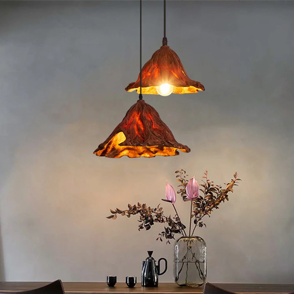 Ritta Loto Artística LED Lámpara Colgante Resina Comedor