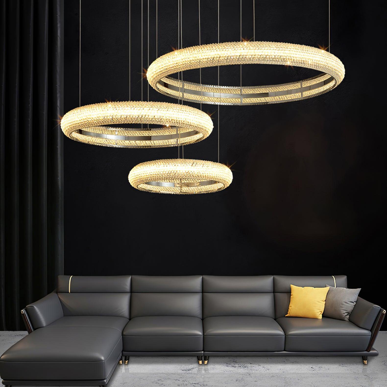 Vazorora Modern Minimalist Ring Metal Crystal Chandelier - Letslighting