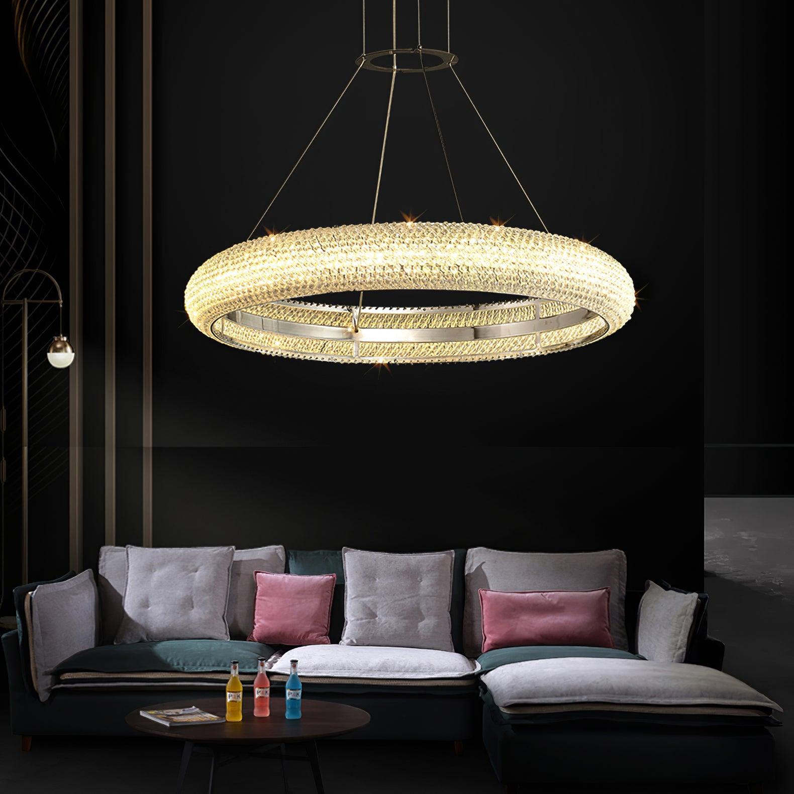Vazorora Modern Minimalist Ring Metal Crystal Chandelier - Letslighting