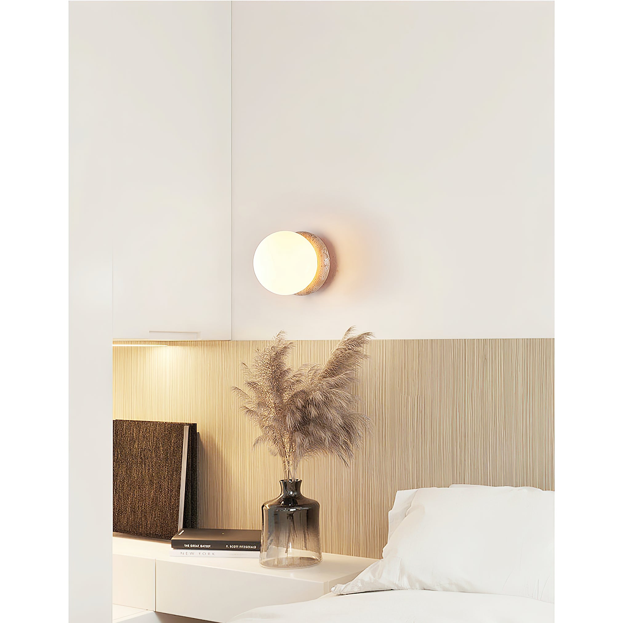 Blikuvys Modern Minimalist Travertine Glass Wall Lamp - Lamp Copper