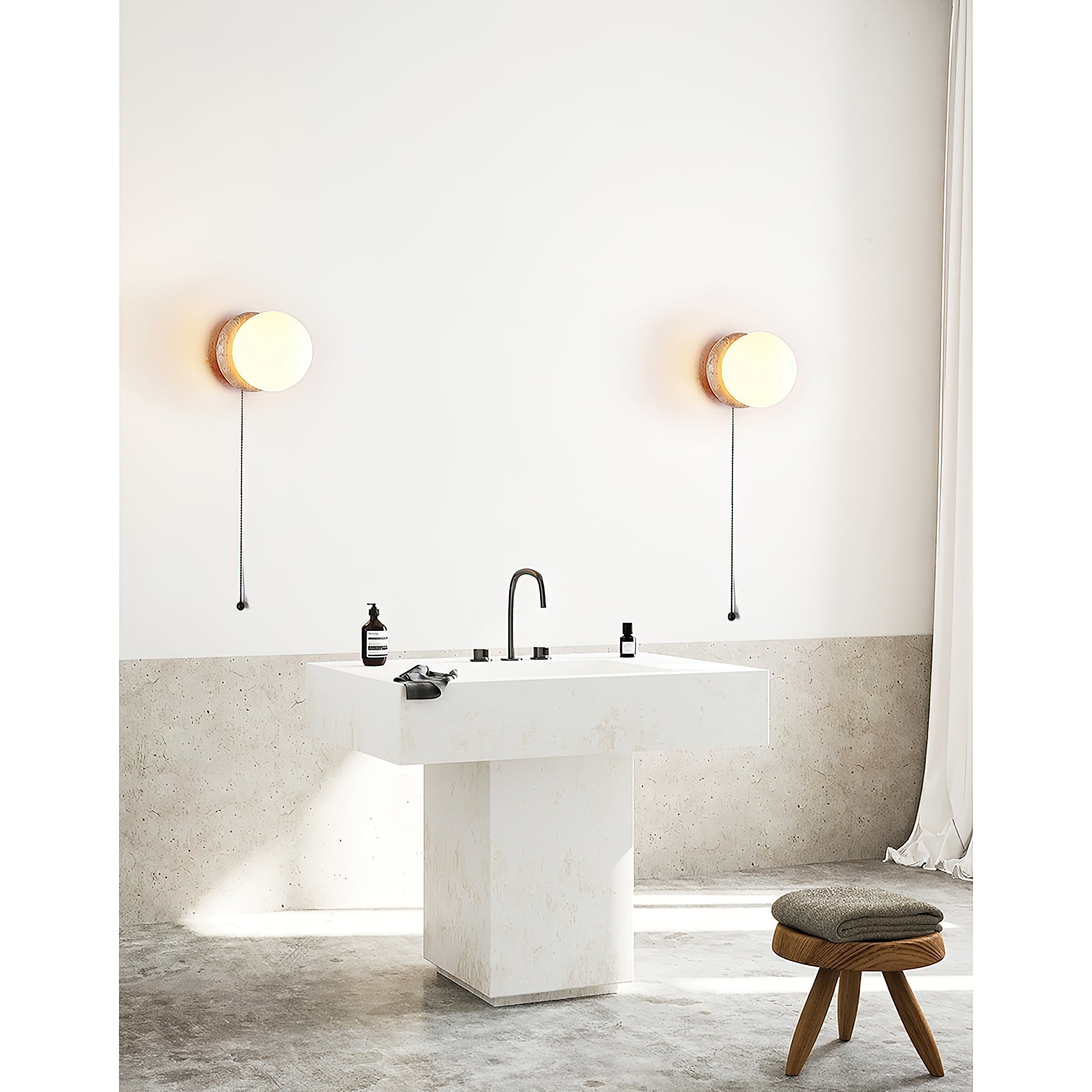 Blikuvys Modern Minimalist Travertine Glass Wall Lamp - Lamp Copper