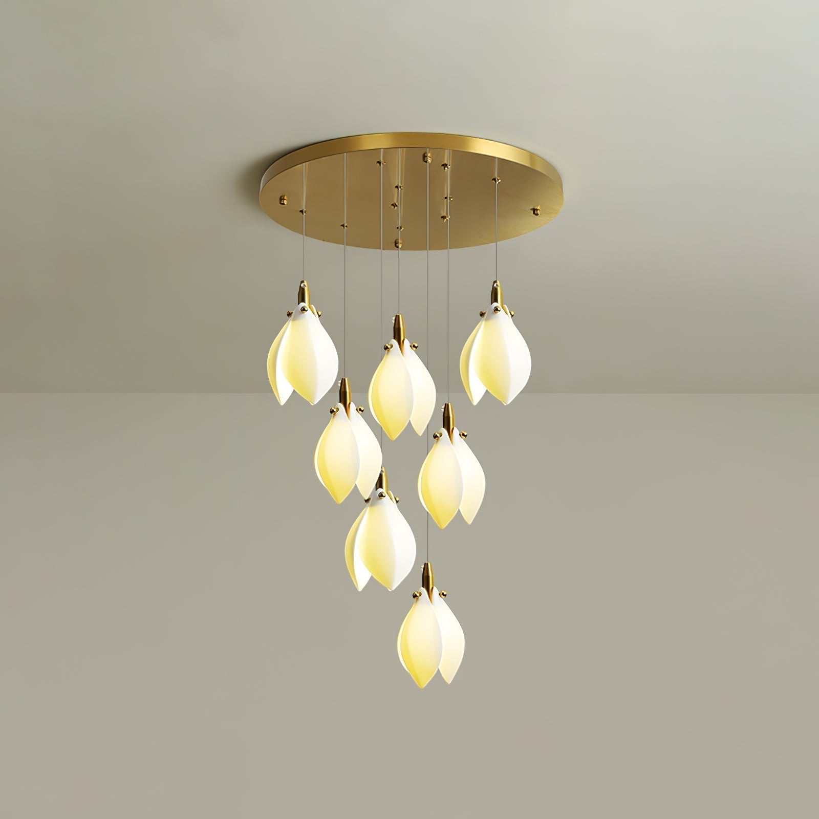 Caphayra Floral Ceramic Brass Chandelier - Letslighting