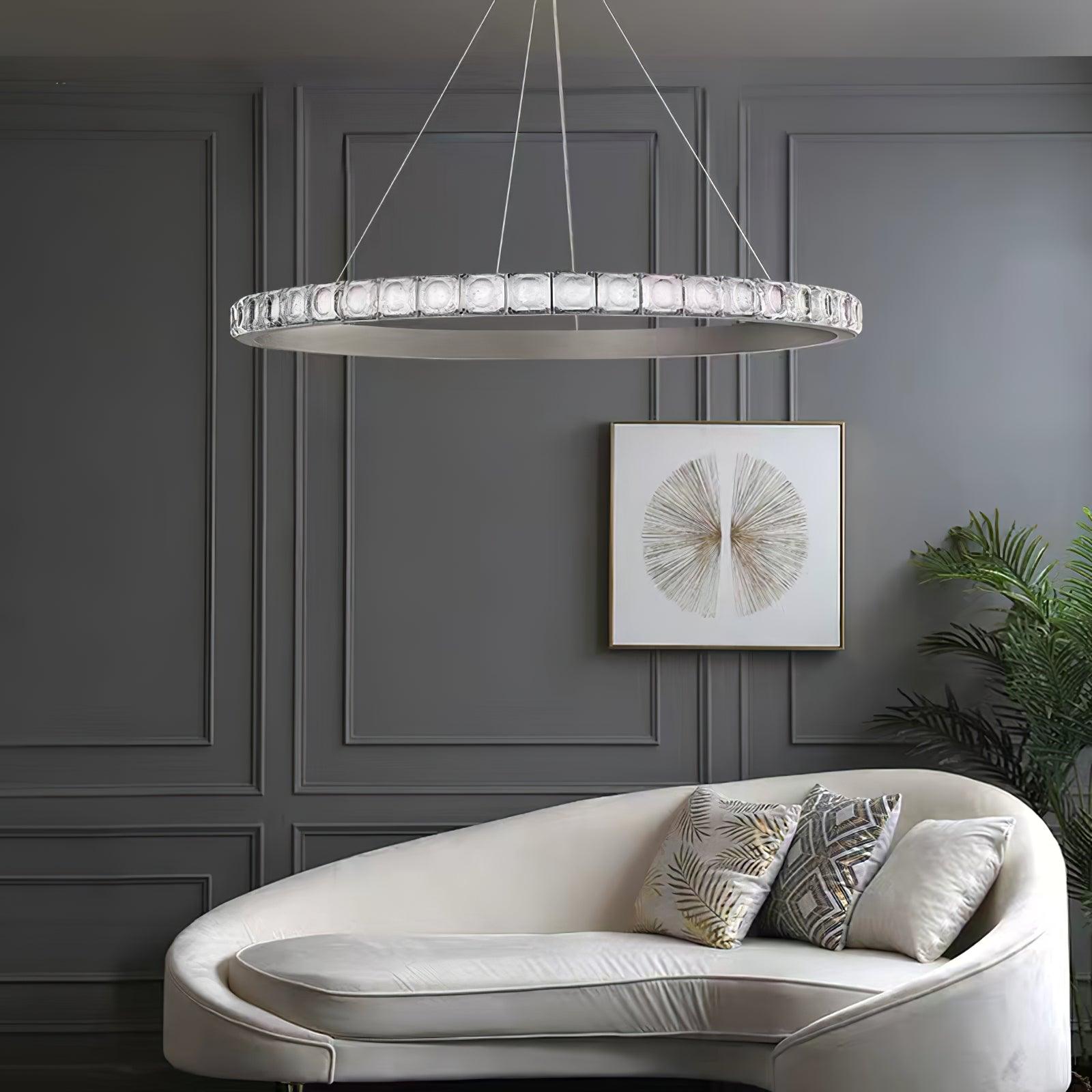 Avzorion Modern Minimalist Ring Glass Metal Chandelier - Letslighting
