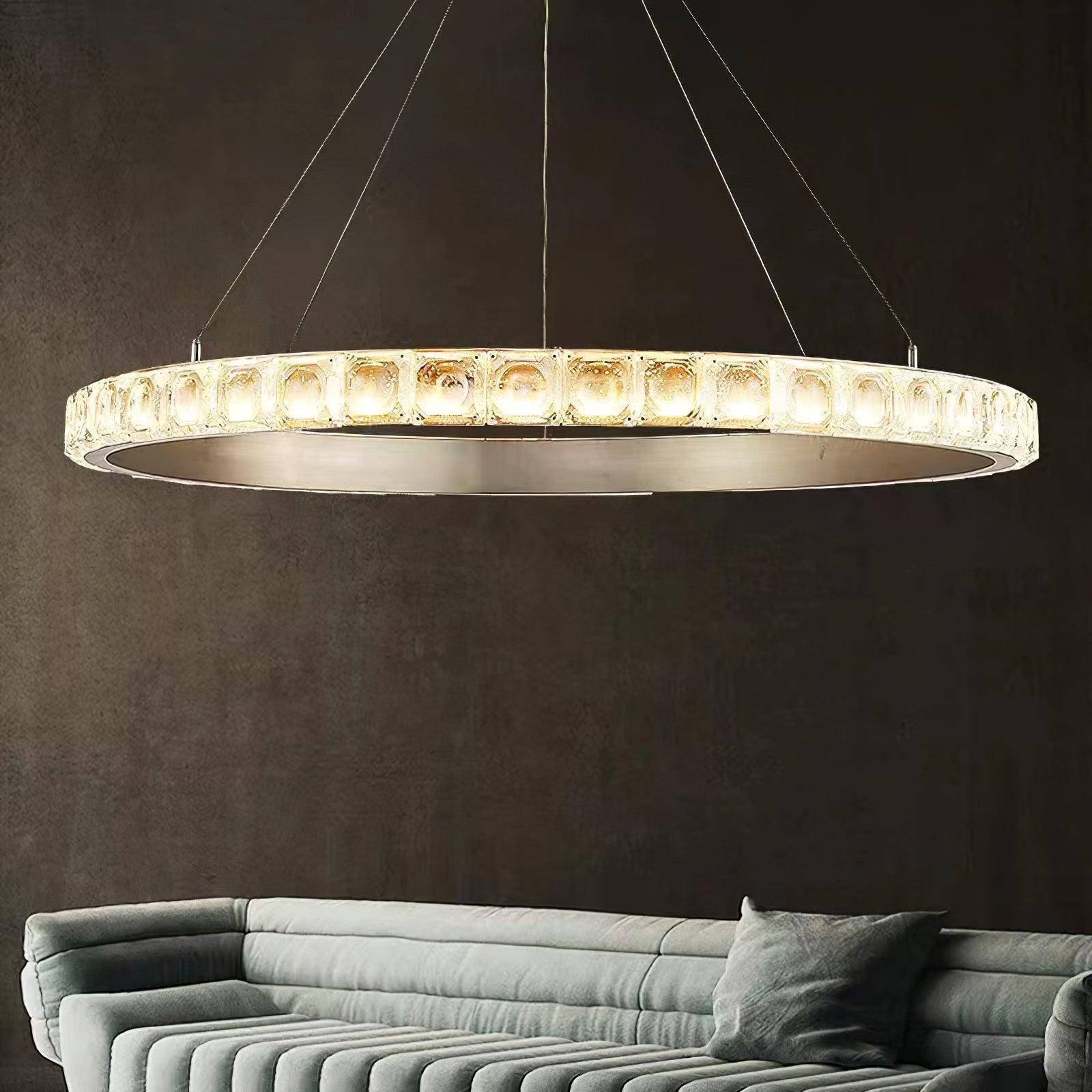 Avzorion Modern Minimalist Ring Glass Metal Chandelier - Letslighting