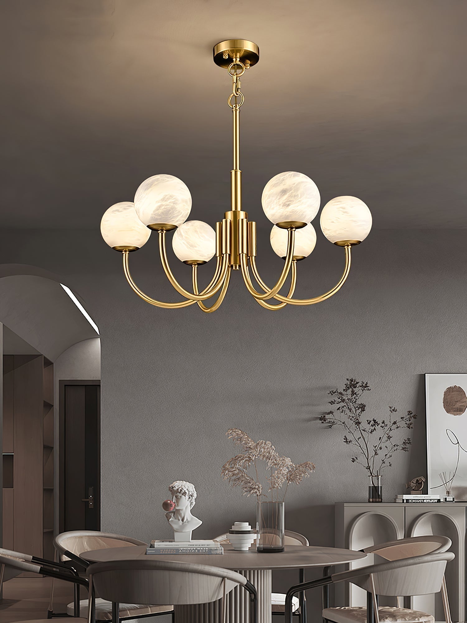 Alira Vintage Alabaster Chandelier Light - Letslighting