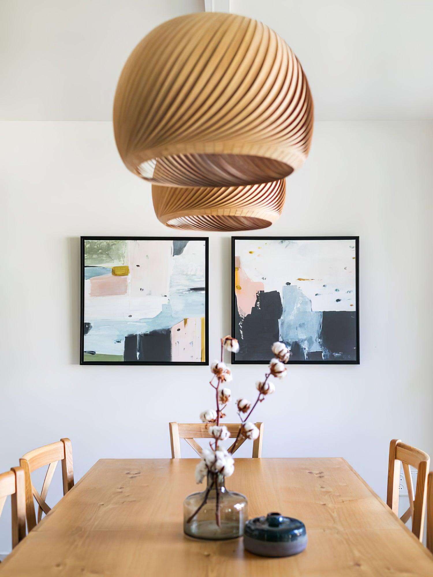 Spiral Vintage Wood Pendant Lamp - Letslighting