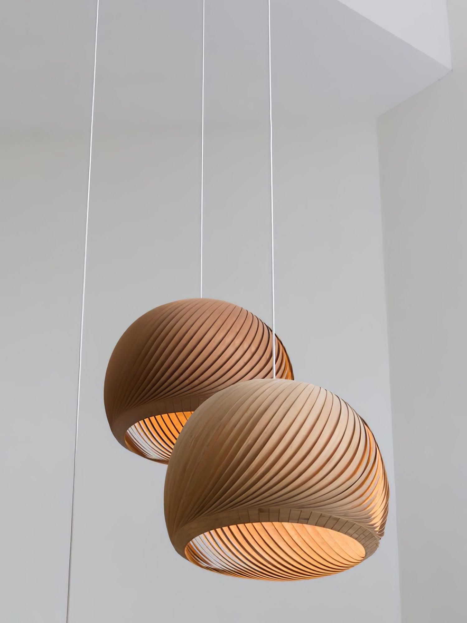 Spiral Vintage Wood Pendant Lamp - Letslighting