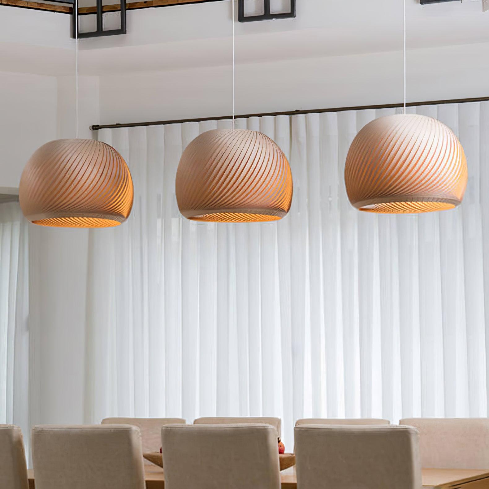 Spiral Vintage Wood Pendant Lamp - Letslighting