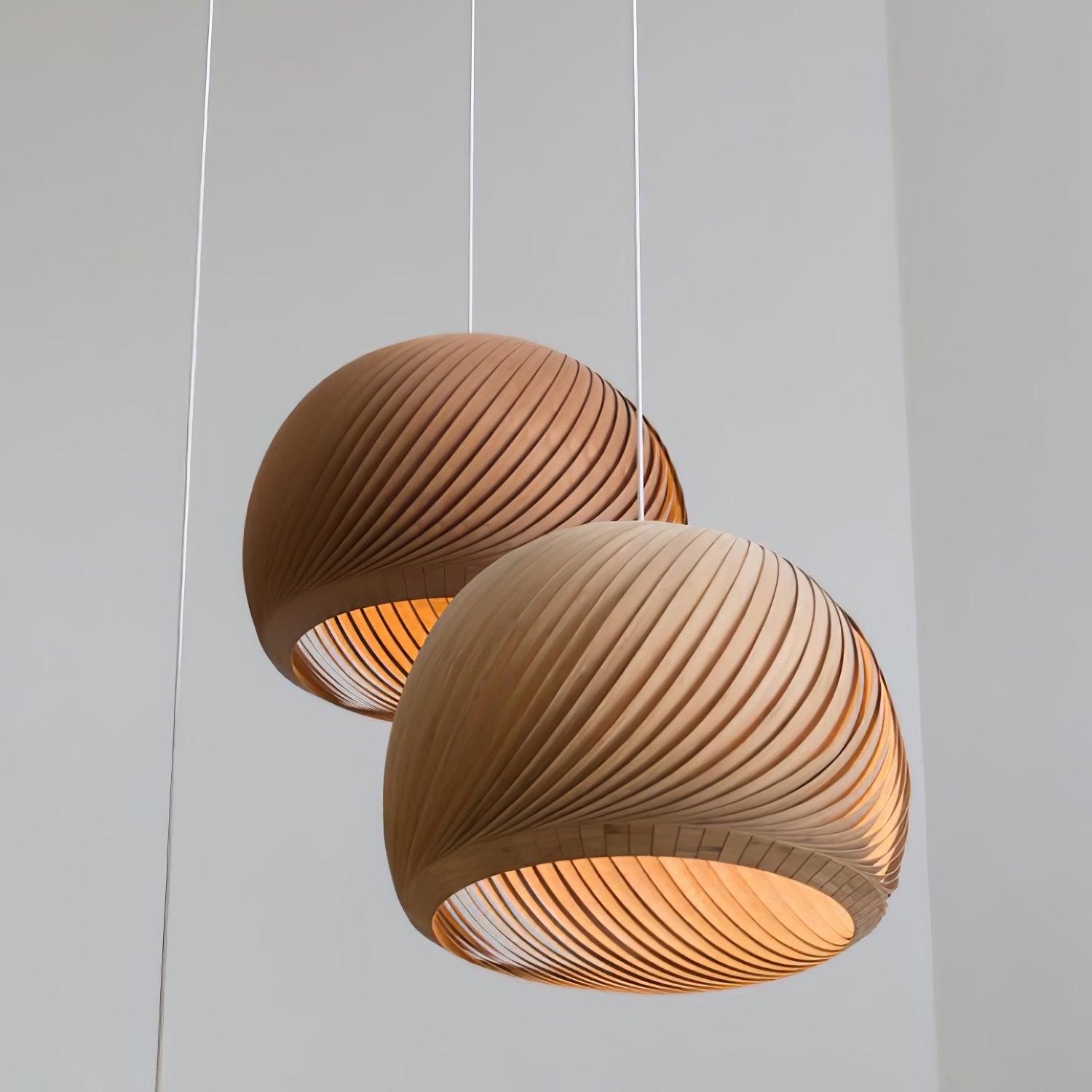 Spiral Vintage Wood Pendant Lamp - Letslighting