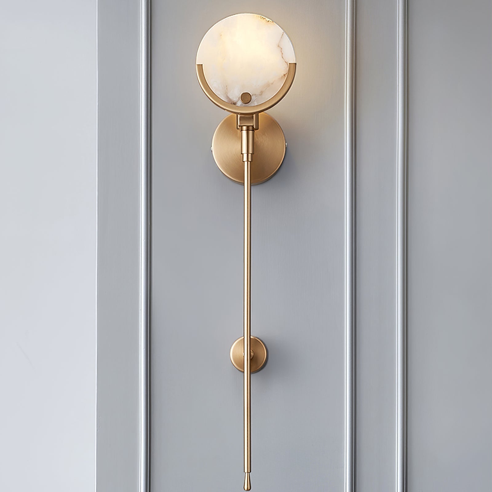 Ljomuvyo Modern Minimalist Brass Alabaster Sconce Wall Lamp - Lamp Copper