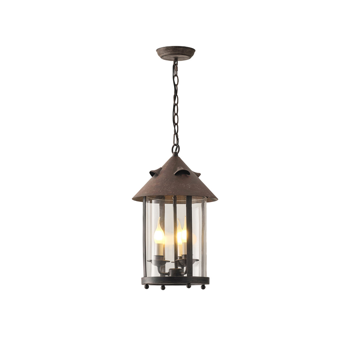 Tinduvyh Vintage Industrial Metal Glass Lantern Pendant Lamp - Lamp Copper