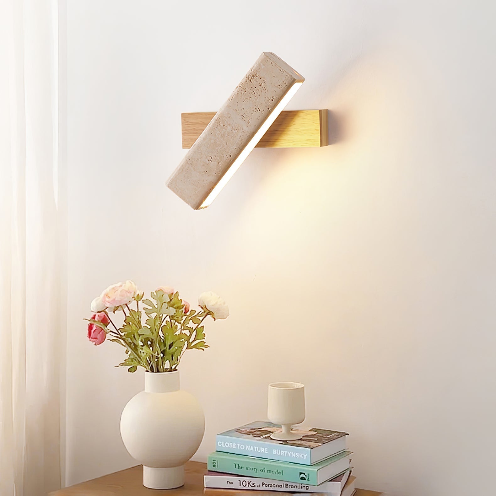 Esorora Rectangular Travertine Wall Light - Letslighting