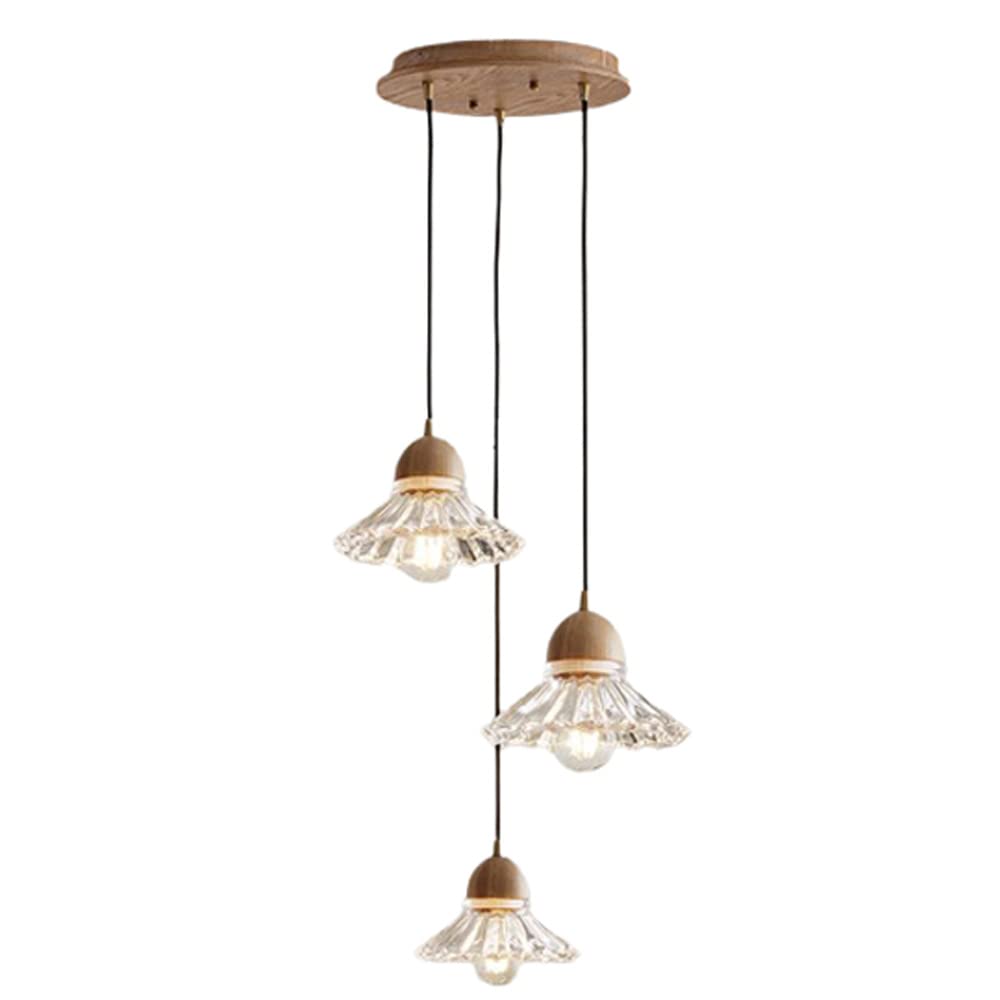 Valentina Retro Madera Lámpara colgante Vidrio Dormitorio/Salón/Comedor