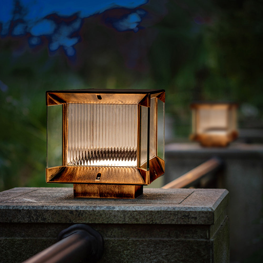 Ray Moderna Lámpara Exterior Cubo Metal Vidrio Patio