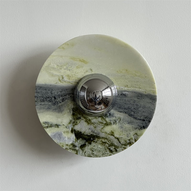 Evvarel Modern Minimalist Green Marble Metal Sconce Wall Lamp - Lamp Copper