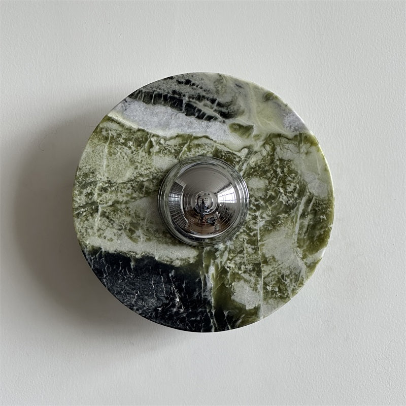 Evvarel Modern Minimalist Green Marble Metal Sconce Wall Lamp - Lamp Copper