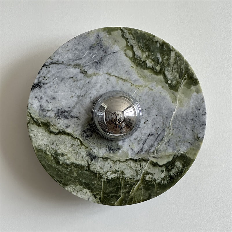 Evvarel Modern Minimalist Green Marble Metal Sconce Wall Lamp - Lamp Copper