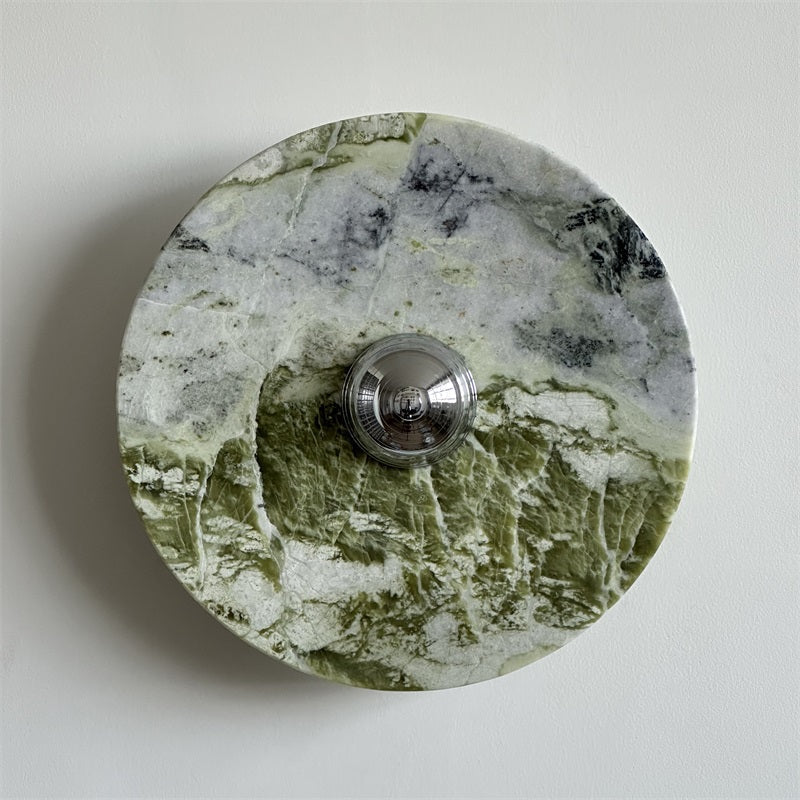 Evvarel Modern Minimalist Green Marble Metal Sconce Wall Lamp - Lamp Copper